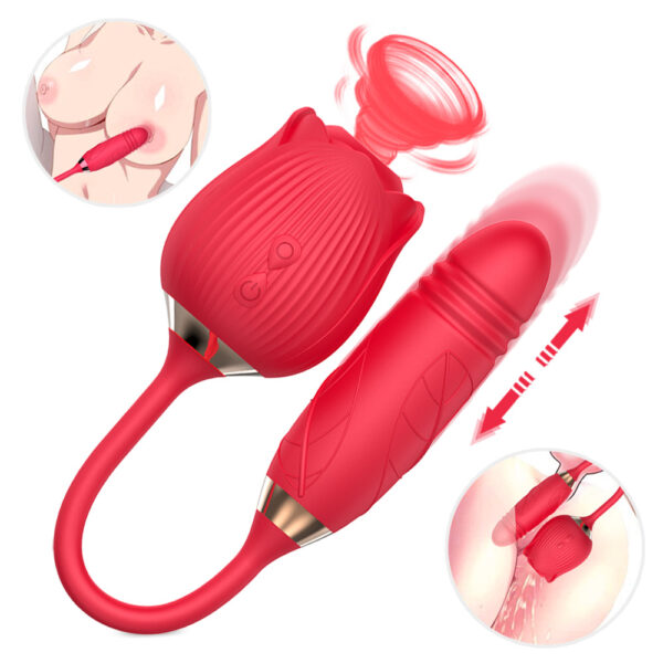 rose sucking toy,sucking toy,thrusting vibrator,rose sucking vibrator,clit sucking toy