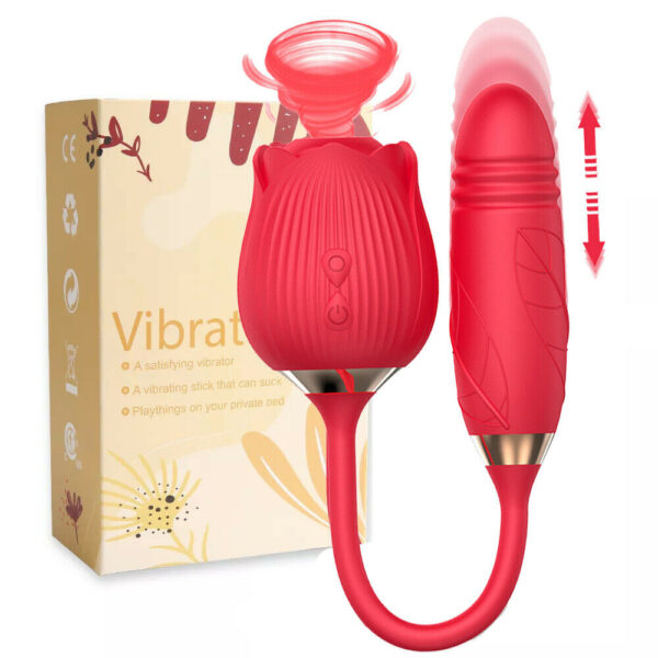 rose sucking toy,sucking toy,thrusting vibrator,rose sucking vibrator,clit sucking toy