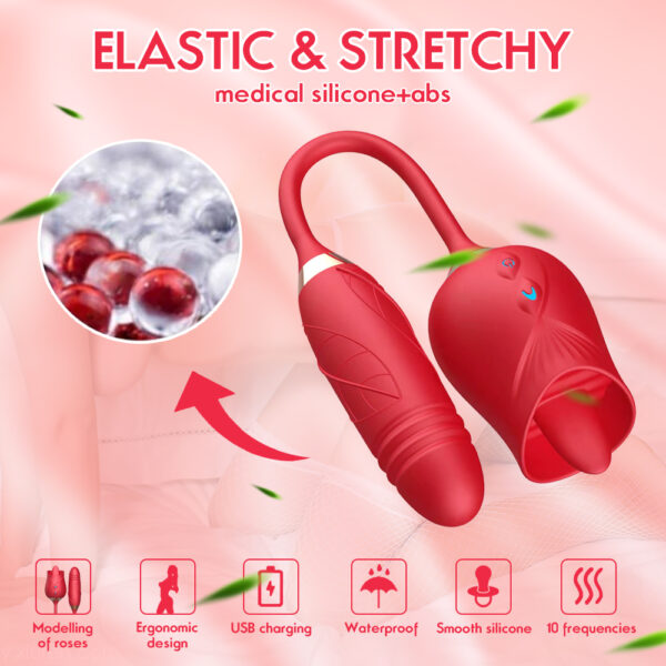 rose tongue vibrator,tongue vibrator,rose tongue toy,rose telescopic dildo,best tongue vibrator