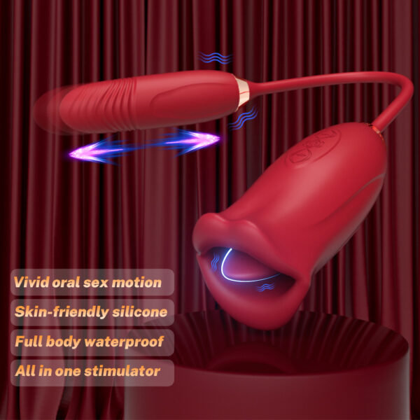 biting licking vibrator,biting licking toy,licking vibrator,thrusting vibration,biting vibrator