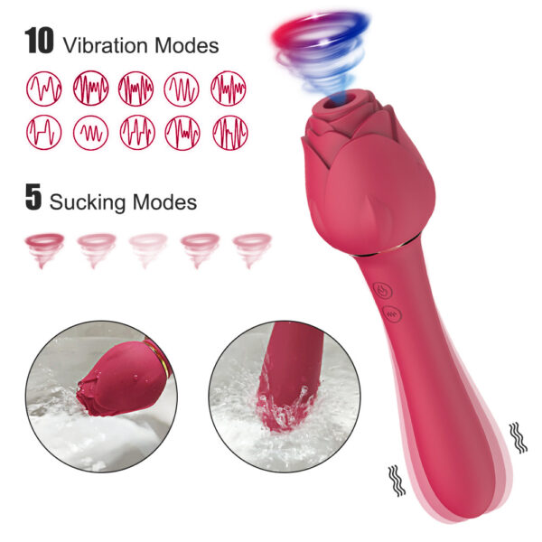 rose sucking toy,vibrating wand massager,rose wand massager,rose wand,rose vibrating dildo