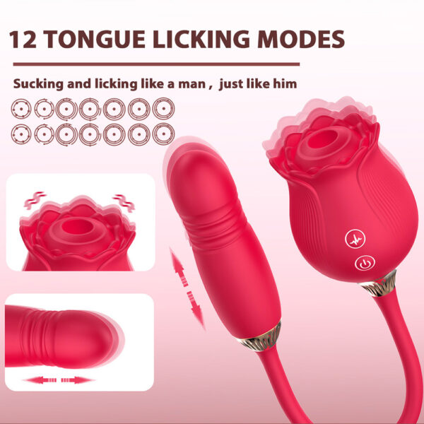 rose sucking toy,sucking toy,rose sucking vibrator,rose with telescopic vibrator,rose toy sucking