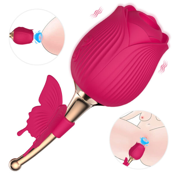 clit sucking vibrator,sucking vibrator,butterfly rose toy,rose sucking vibrator,rose sucking toy