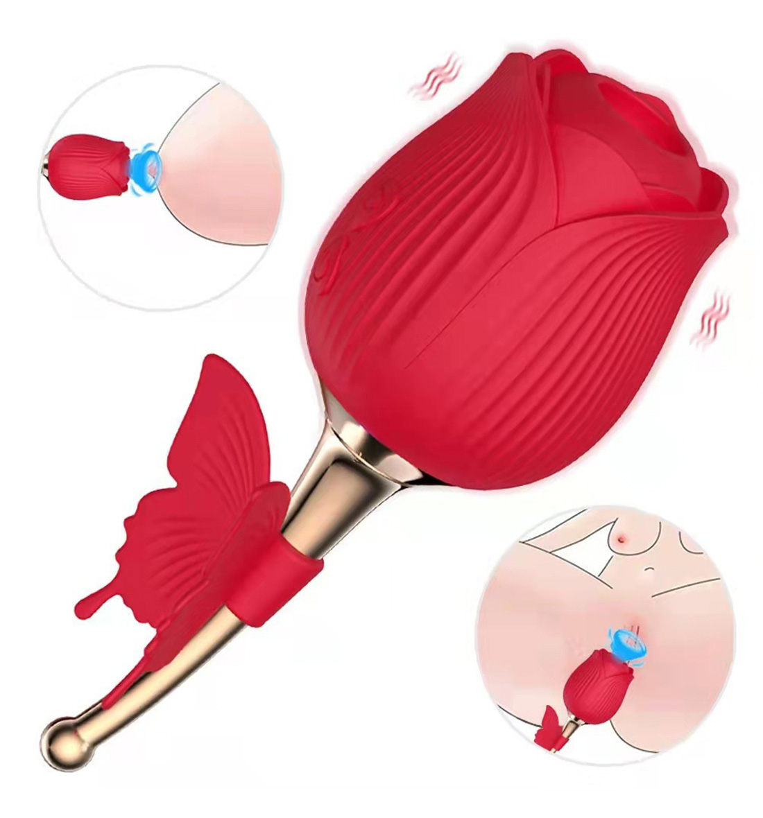 clit sucking vibrator,sucking vibrator,butterfly rose toy,rose sucking vibrator,rose sucking toy