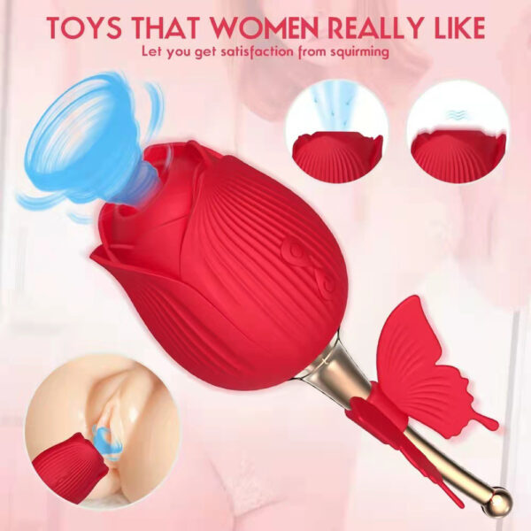 clit sucking vibrator,sucking vibrator,butterfly rose toy,rose sucking vibrator,rose sucking toy