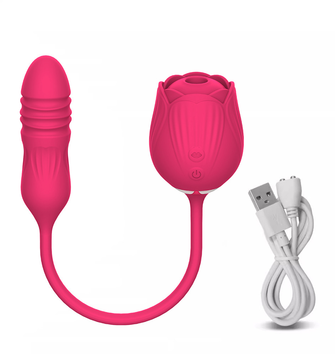 rose suction toy,rose sucking vibrator,rose sucking toy,rose clit sucking,rose with thrusting vibrator