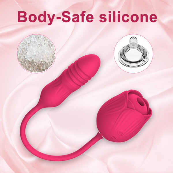 rose suction toy,rose sucking vibrator,rose sucking toy,rose clit sucking,rose with thrusting vibrator