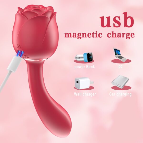 rose sucking vibrator,sucking vibrator,rose wand vibrator,suck vibrator,handle rose toy