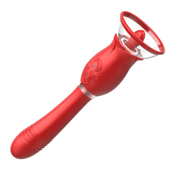 rose tongue sucker,telescopic wand vibrator,rose sucking vibrator,rose wand vibrator,3 In 1 rose toy