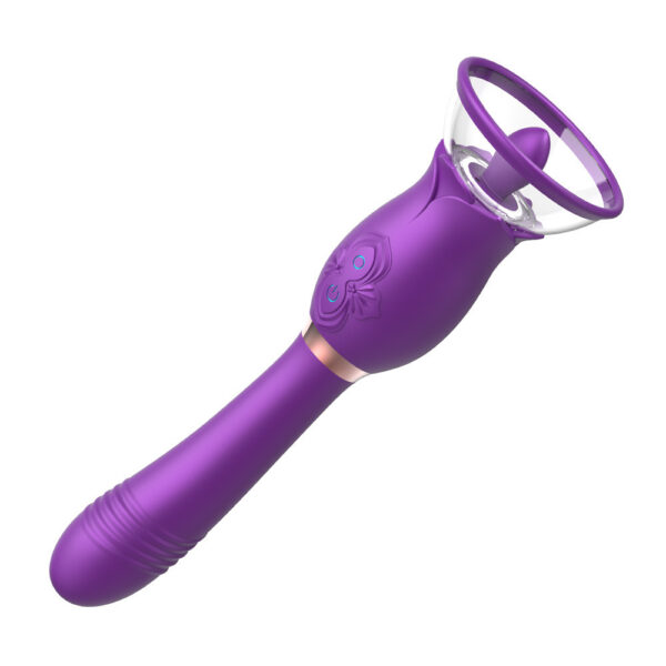 rose tongue sucker,telescopic wand vibrator,rose sucking vibrator,rose wand vibrator,3 In 1 rose toy