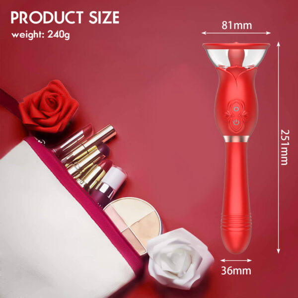 rose tongue sucker,telescopic wand vibrator,rose sucking vibrator,rose wand vibrator,3 In 1 rose toy