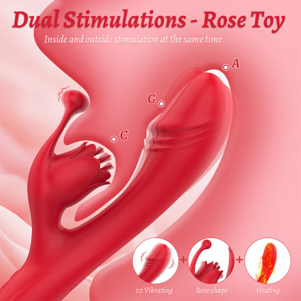 rose tongue toy,tongue toy,rose tongue vibrator,rose heated vibrator,heating vibrating dildo