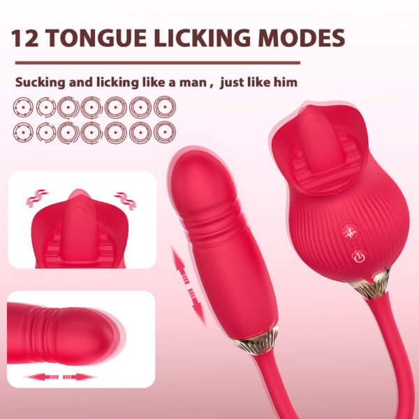 rose tongue toy,tongue toy,tongue licking vibrator,tongue vibrator,thrusting rose toy