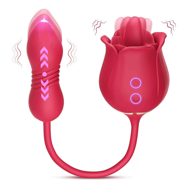 rose tongue toy,tongue toy,rose tongue vibrator,thrusting vibrating toy,thrusting vibrator,rose toy with tongue