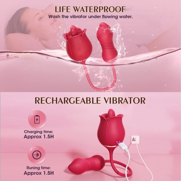 rose tongue toy,tongue toy,rose tongue vibrator,thrusting vibrating toy,thrusting vibrator,rose toy with tongue