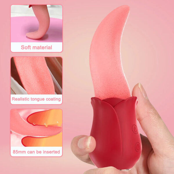 tongue licking vibrator,licking vibrator,rose tongue toy,rose tongue vibrator,tongue rose toy