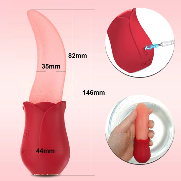 tongue licking vibrator,licking vibrator,rose tongue toy,rose tongue vibrator,tongue rose toy