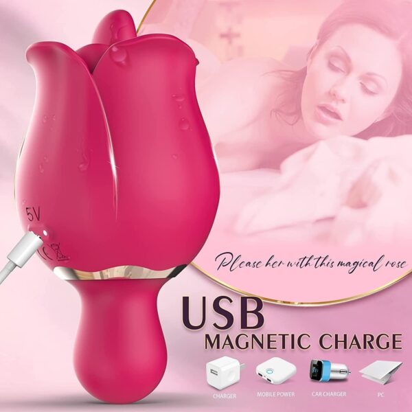 rose tongue vibrator,clitoral stimulator,rose tongue toy,rose clitoral stimulator,rose toy with tongue