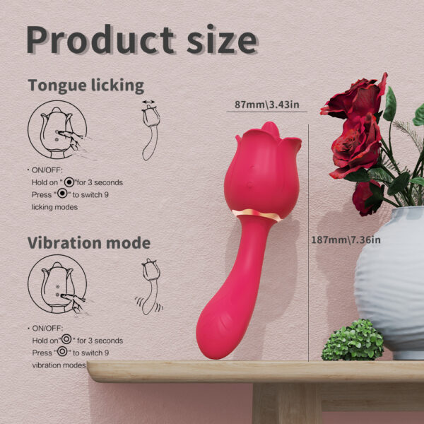 rose tongue toy,vibrating wand,rose tongue vibrator,tongue vibrator,rose vibrating wand