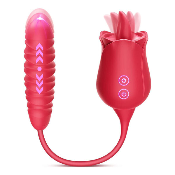 rose tongue toy,pulse thrusting vibrator,rose tongue vibrator,rose tongue licking,tongue with thrusting vibrator