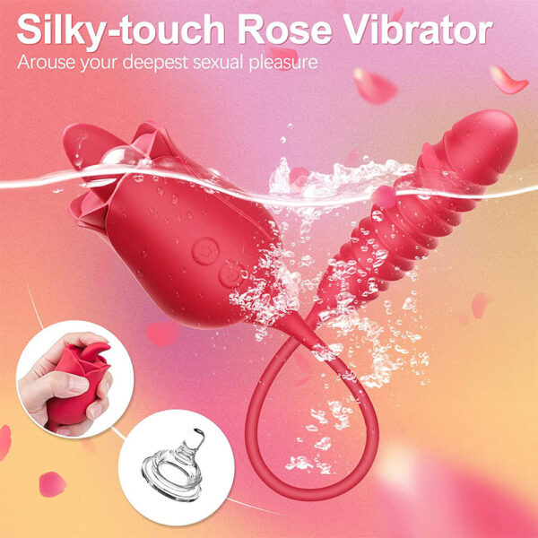 rose tongue toy,pulse thrusting vibrator,rose tongue vibrator,rose tongue licking,tongue with thrusting vibrator