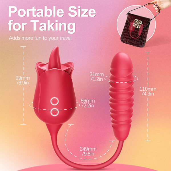 rose tongue toy,pulse thrusting vibrator,rose tongue vibrator,rose tongue licking,tongue with thrusting vibrator