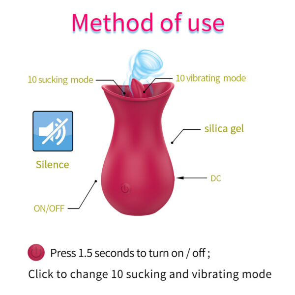 rose tongue vibrator,clitoral suction,rose tongue toy,tongue vibrator,rose suction with tongue