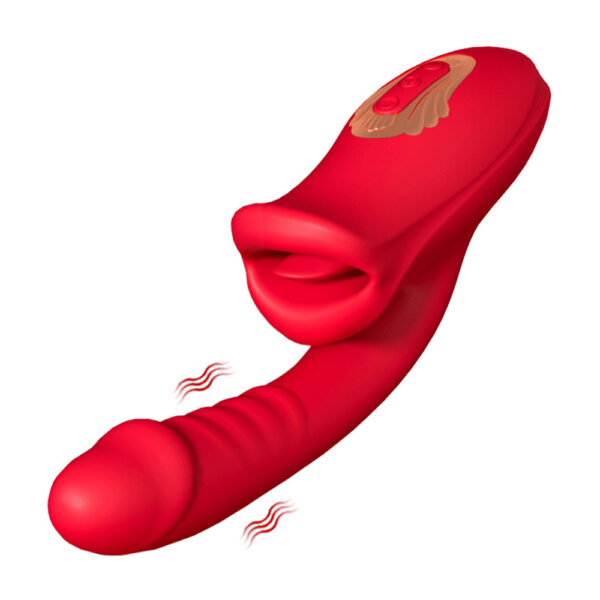 biting mouth vibrator,vibrating dildo,mouth tongue vibrator,mouth licking tongue,mouth vibrator with vibrating dildo