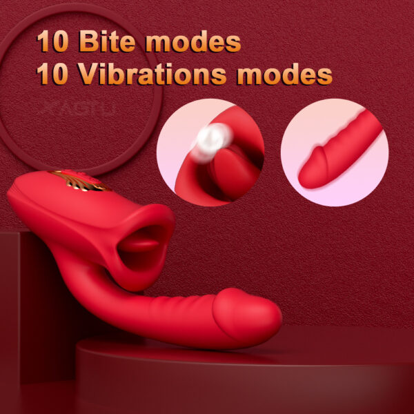 biting mouth vibrator,vibrating dildo,mouth tongue vibrator,mouth licking tongue,mouth vibrator with vibrating dildo