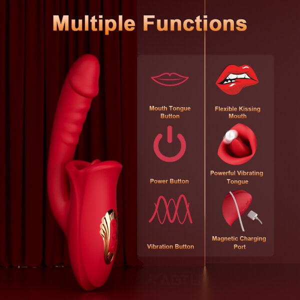 biting mouth vibrator,vibrating dildo,mouth tongue vibrator,mouth licking tongue,mouth vibrator with vibrating dildo