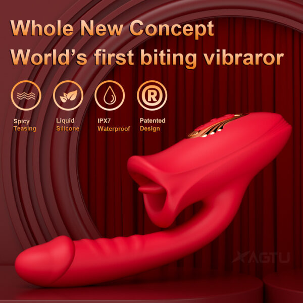 biting mouth vibrator,vibrating dildo,mouth tongue vibrator,mouth licking tongue,mouth vibrator with vibrating dildo