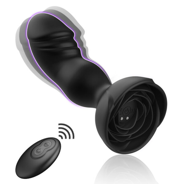 rose butt plug,anal vibrator,remote control anal vibrator,butt plug vibrator,rose dildo plug