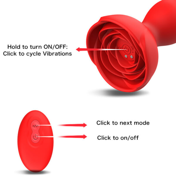 rose butt plug,anal vibrator,remote control anal vibrator,butt plug vibrator,rose dildo plug