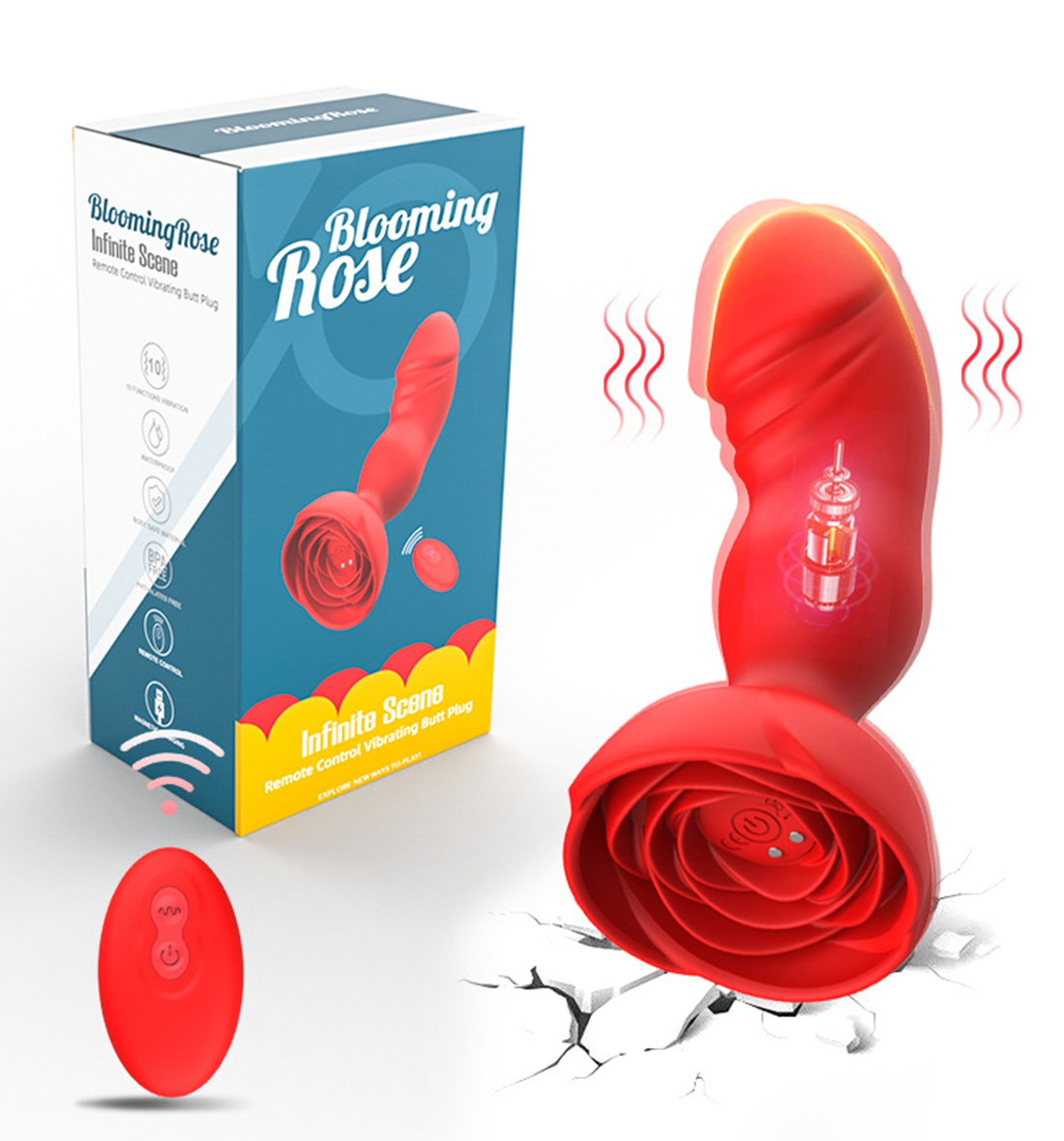 rose butt plug,anal vibrator,remote control anal vibrator,butt plug vibrator,rose dildo plug