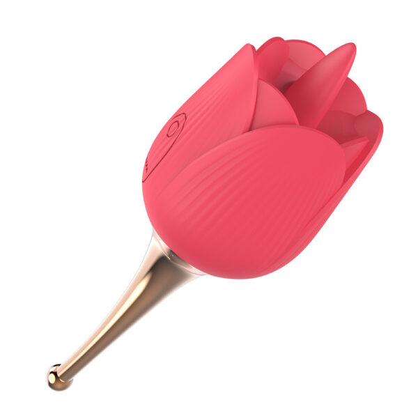 rose tongue vibrator,tongue vibrator,rose tongue toy,rose with two attachments,clitoral vibrator