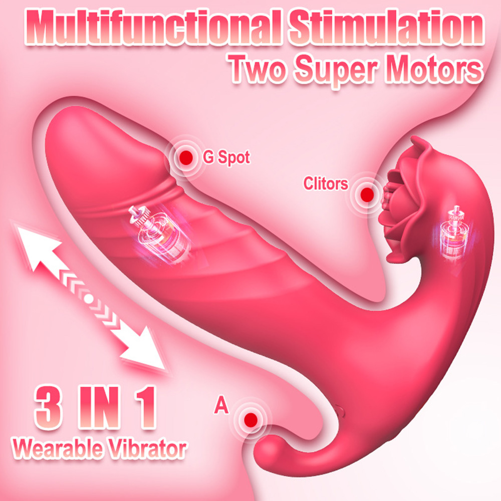 wearable clit stimulator,thrusting vibrator,wearable vibrator,g-spot vibrator,rose thrusting dildo