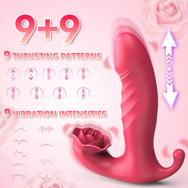 wearable clit stimulator,thrusting vibrator,wearable vibrator,g-spot vibrator,rose thrusting dildo