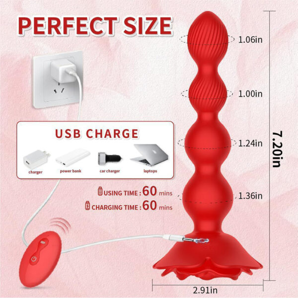 rose anal bead vibrator,bead vibrator,remote control bead vibrator,rose anal bead,rose anal vibrator